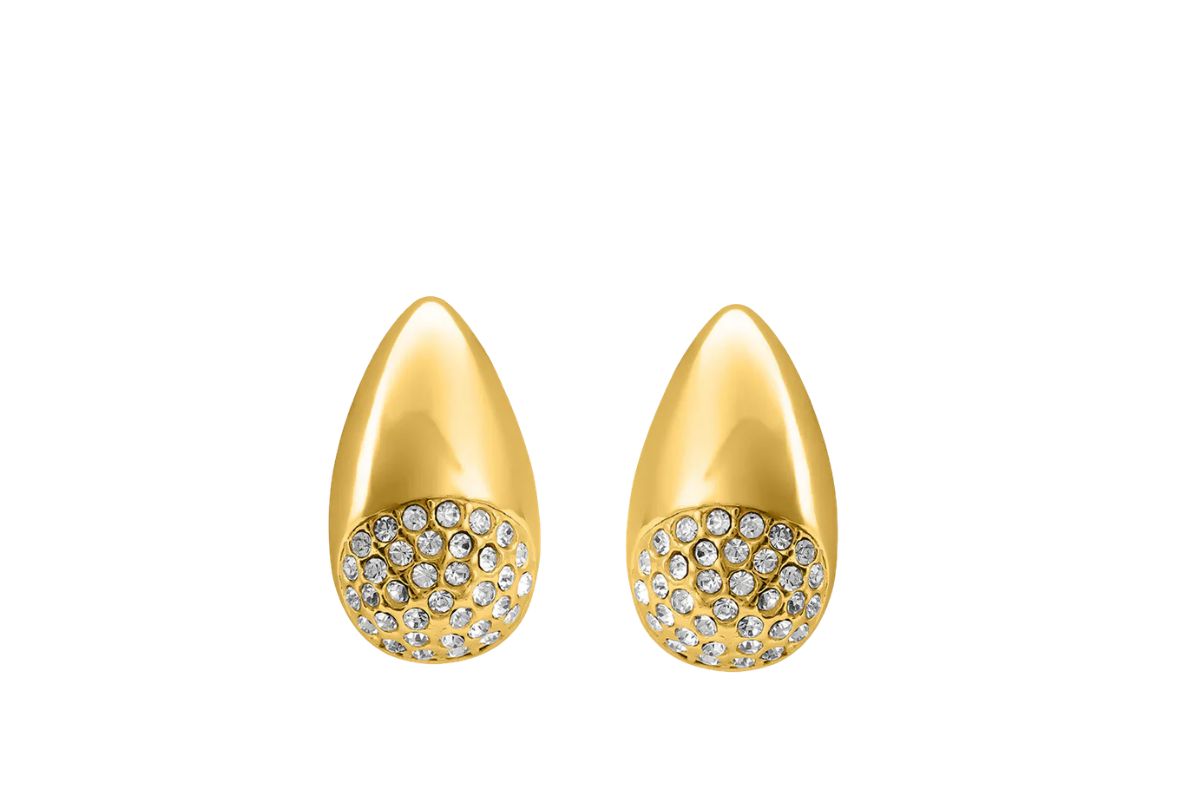Studded Pave Tear Studs Earrings