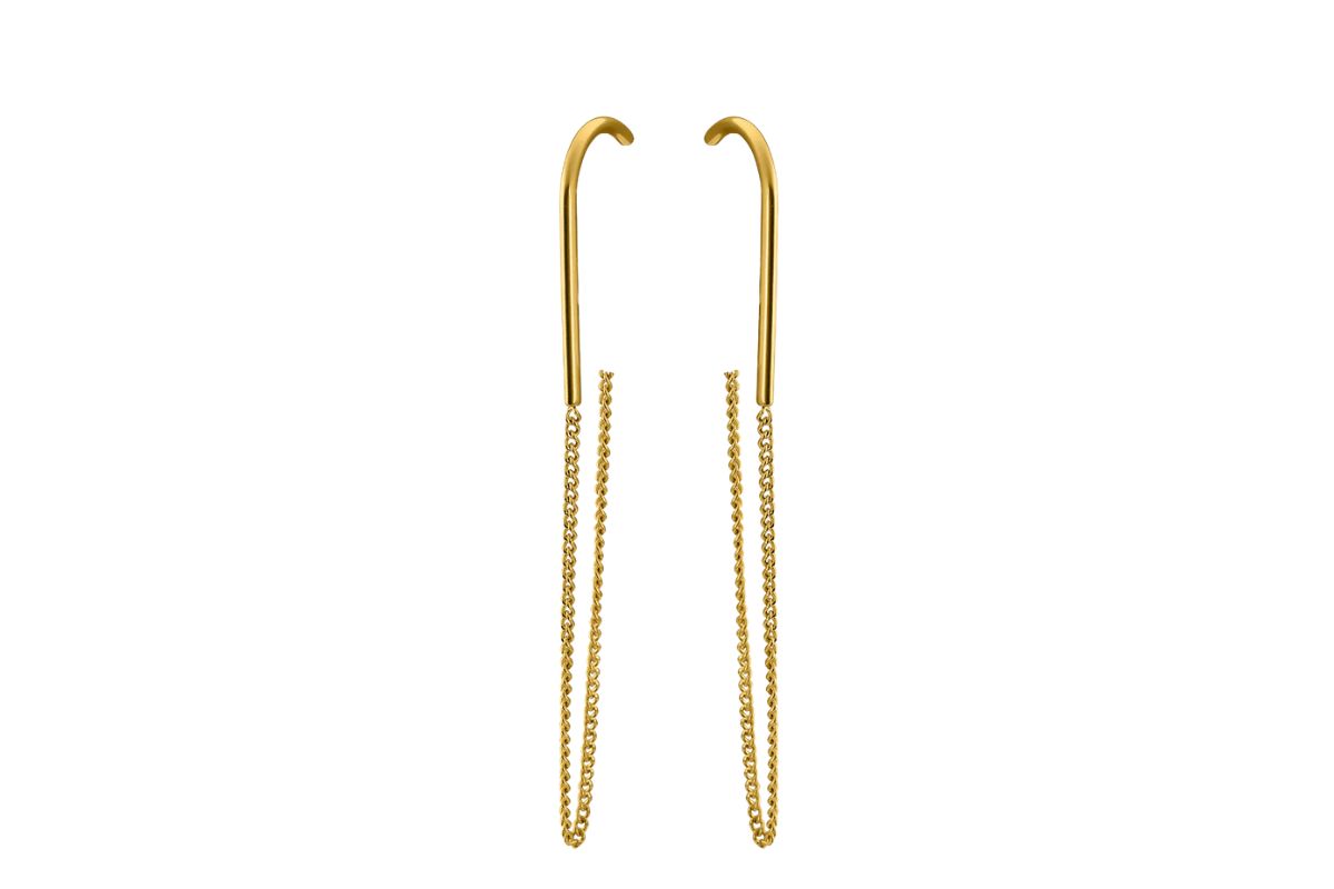 Gold Chain Drop Hook Earrings