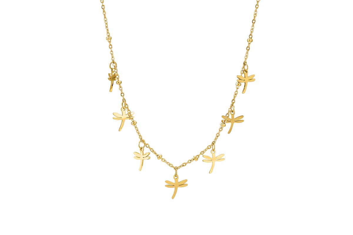 Golden Dragonfly Dance Necklace