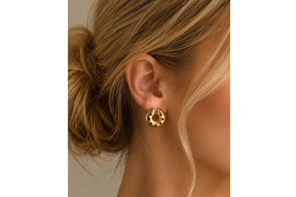 Star Cutout Hoop Earrings image
