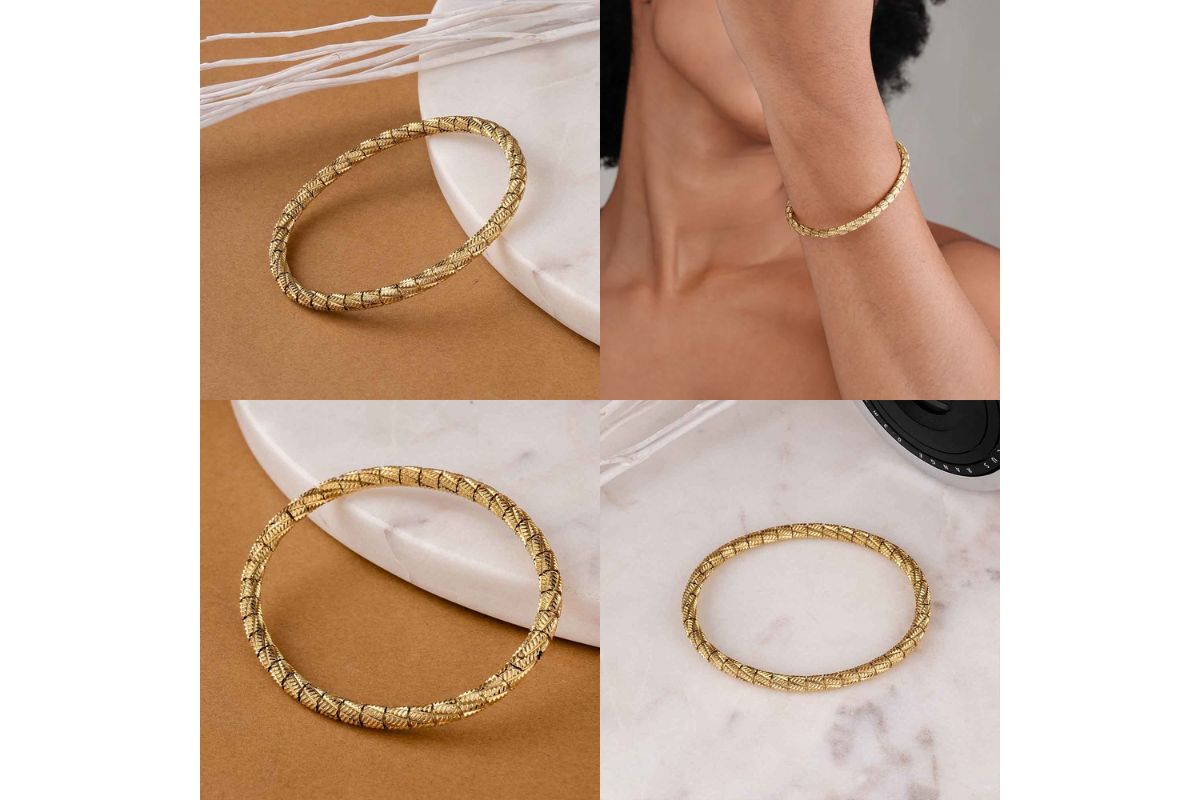 Golden Woven Radiance Bangle Bracelet image