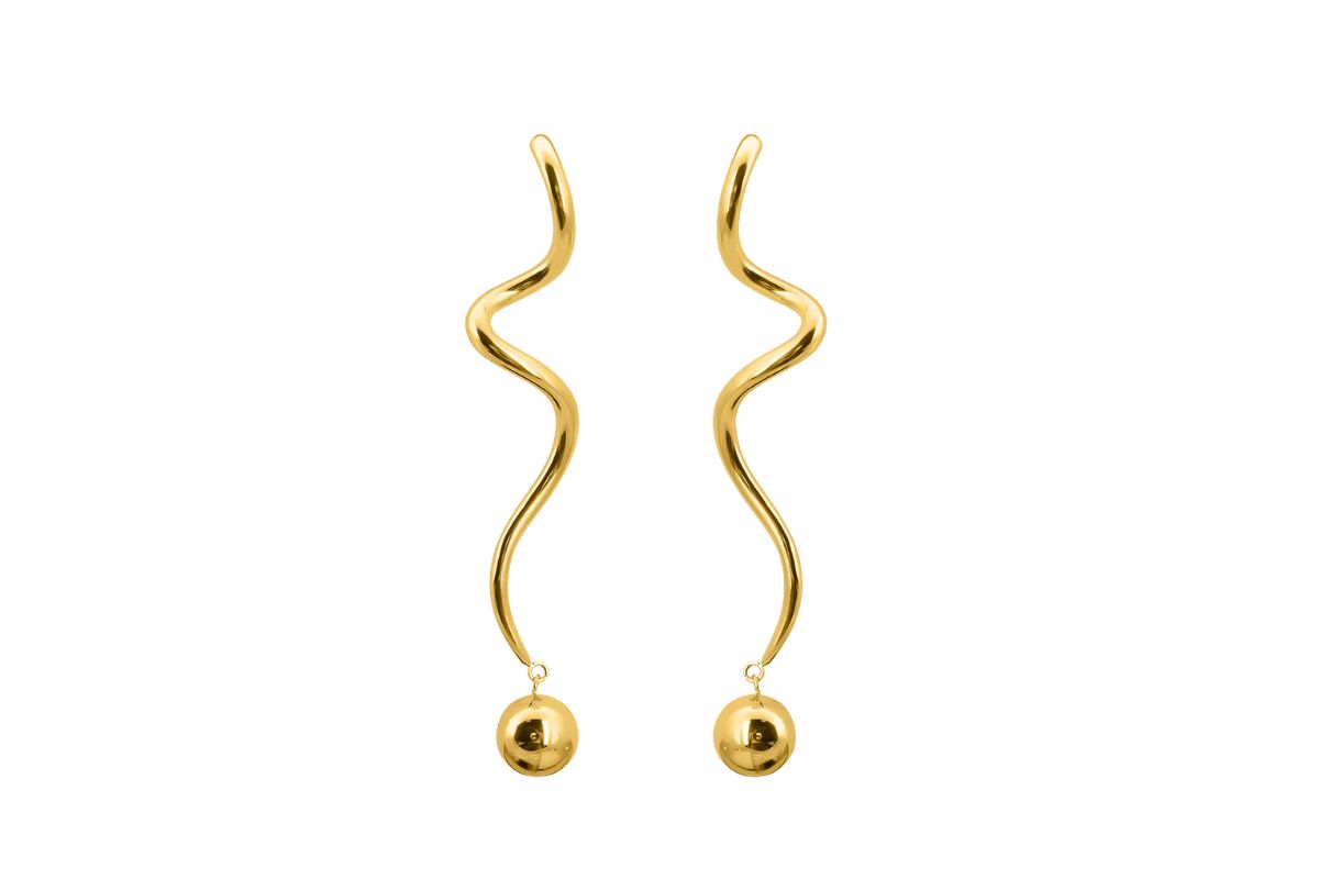 Golden S-Curve Ball Drops Earrings image