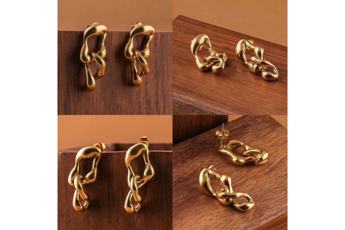 Golden Nexus Links Drops Earrings image