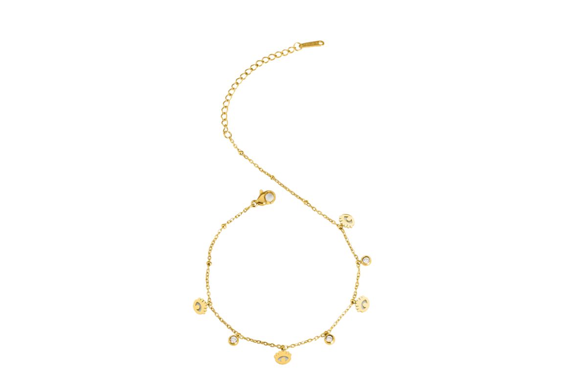 Dangle Motif Crystal Anklet