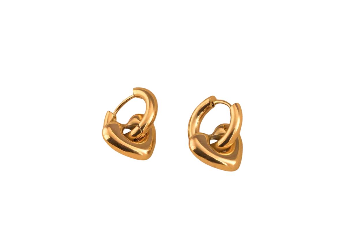 Gold Heart Hoop Earrings