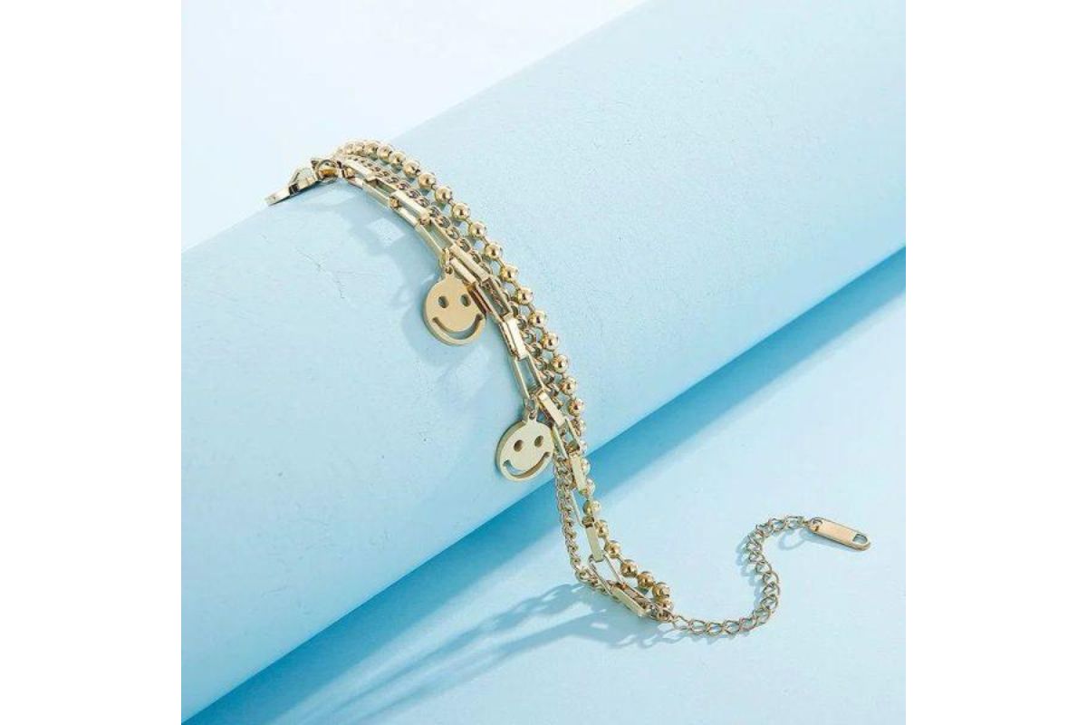 Smile Layered Gold Chain Bracelet image