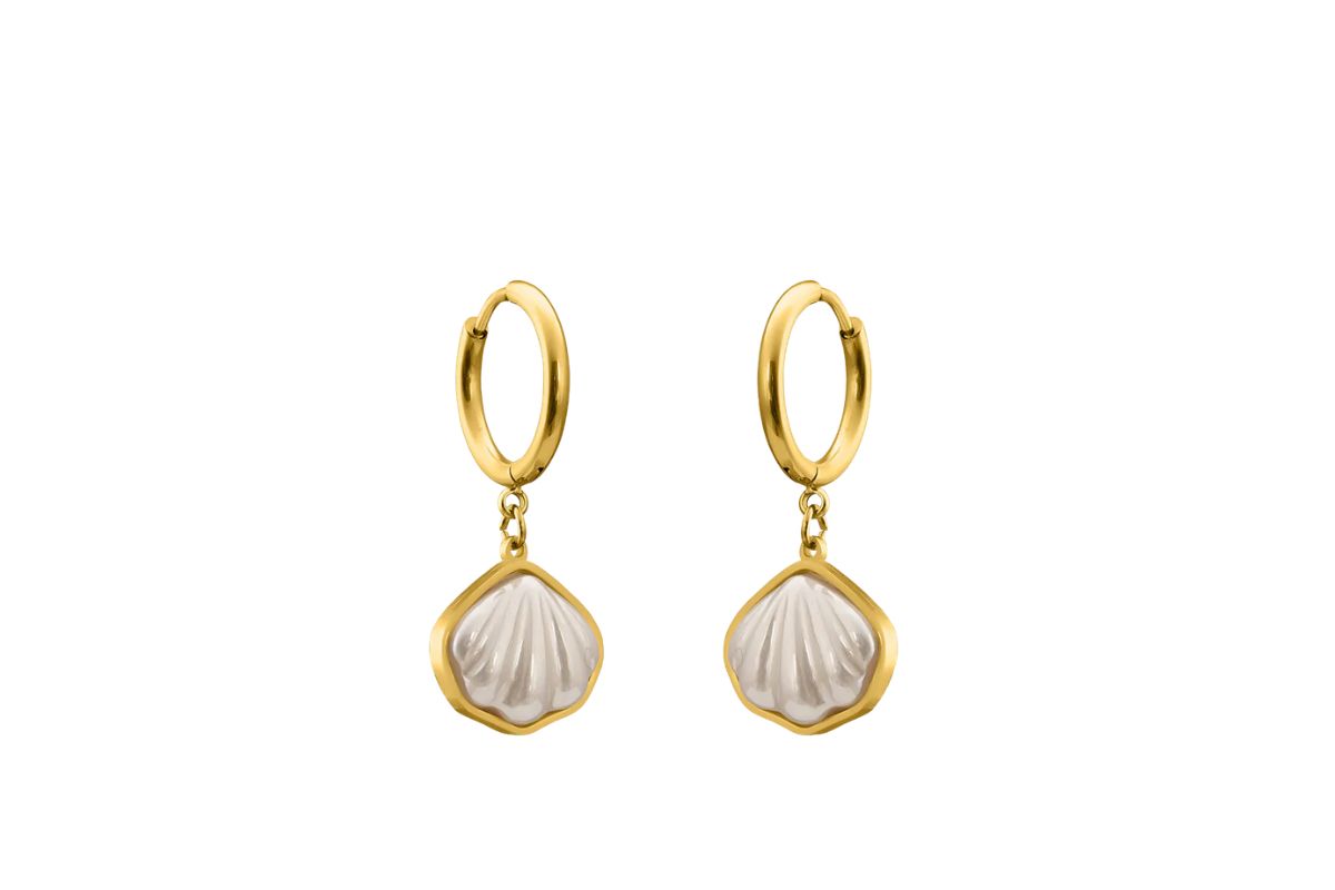 Golden Shell Dangle Earrings