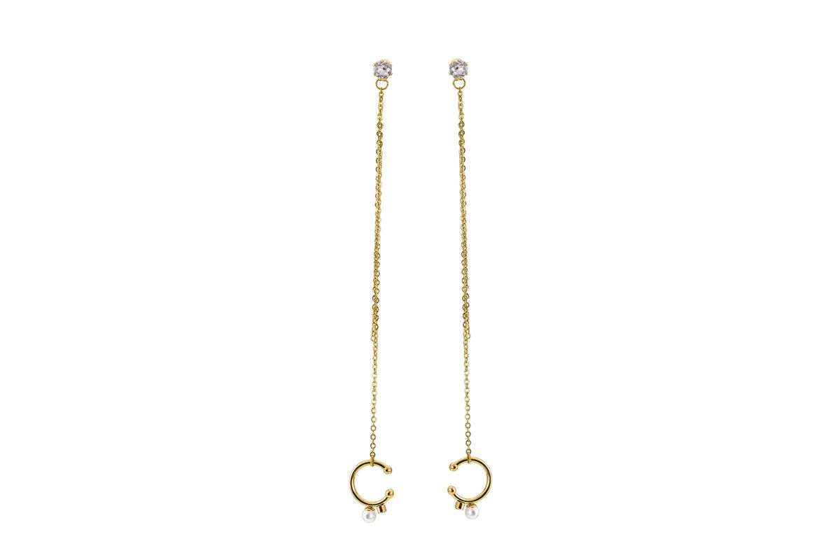 Diamond Stud & Cuff Chain Earrings