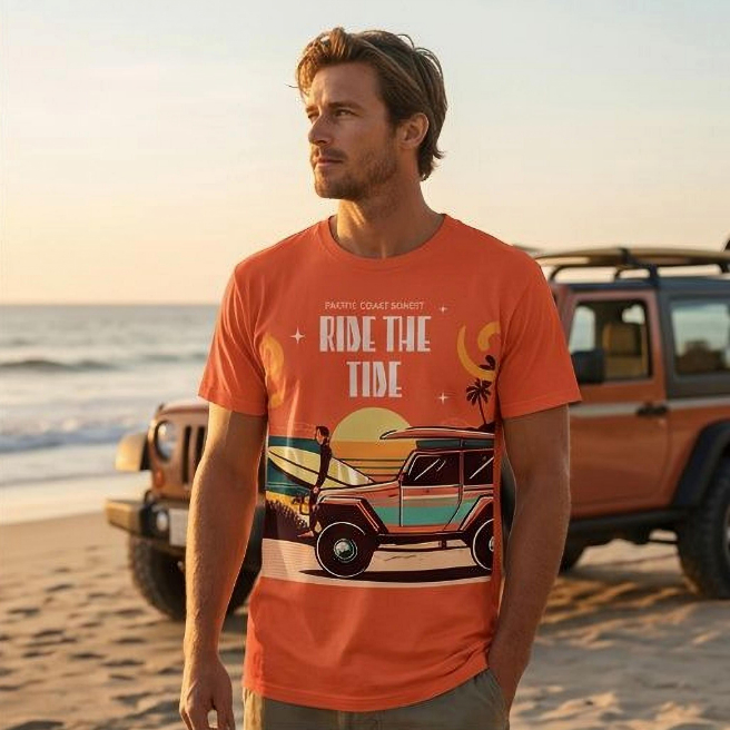 Ride the Tide | Unisex Heavy Cotton Graphic T-Shirt image