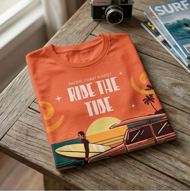 Ride the Tide | Unisex Heavy Cotton Graphic T-Shirt image