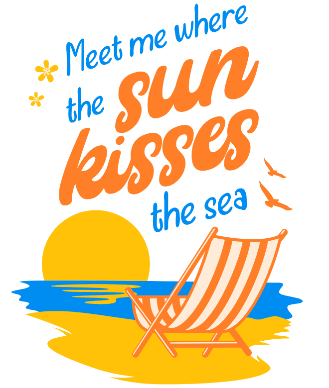 Meet where sun kisses the sea | Women Heavy Cotton Graphic T-Shirt