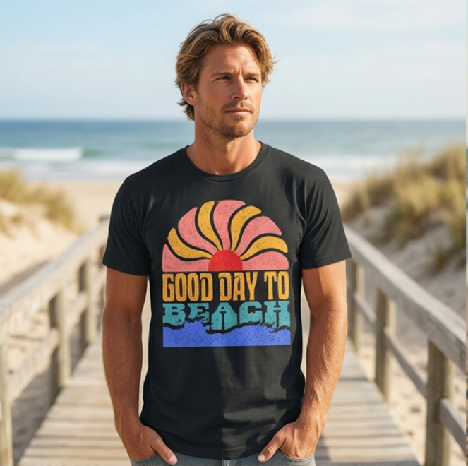Good day to Beach | Unisex Heavy Cotton Graphic T-Shirt image