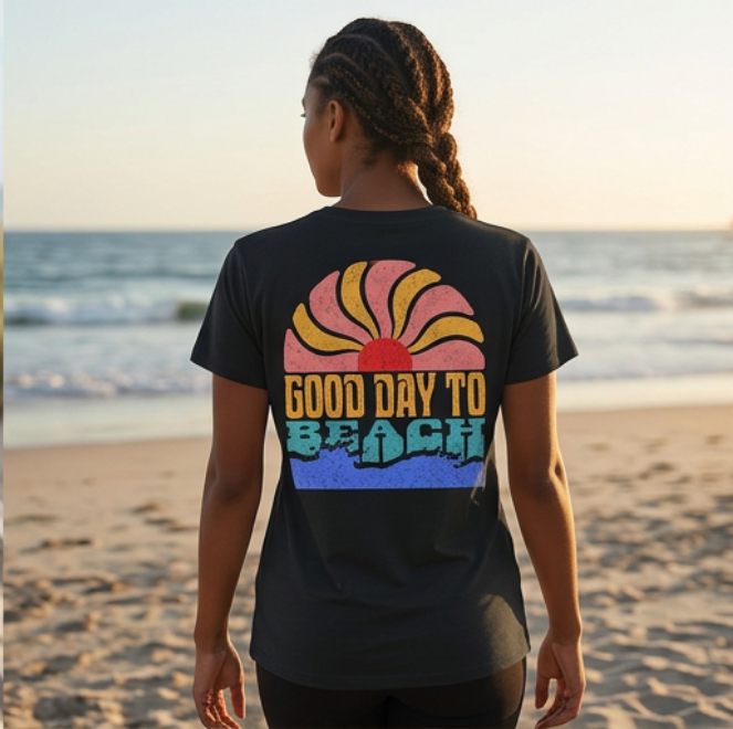 Good day to Beach | Unisex Heavy Cotton Graphic T-Shirt image