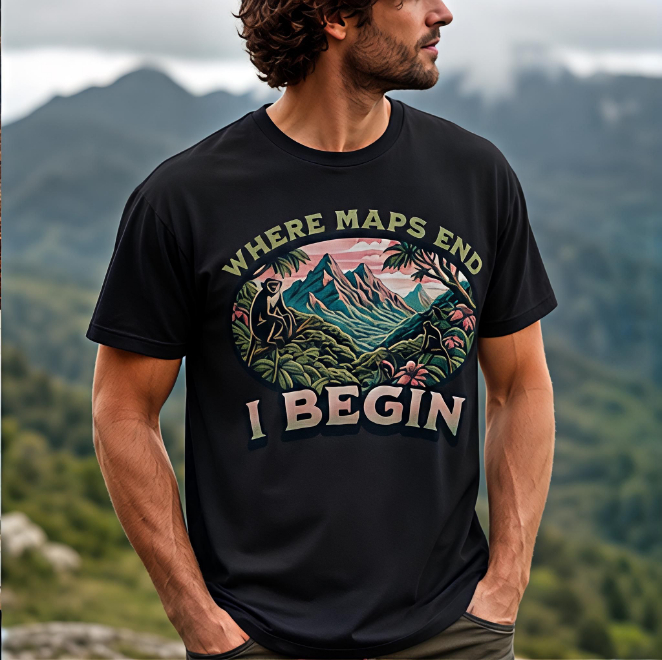 Where Maps End-I Begin | Unisex Heavy Cotton Graphic T-Shirt image