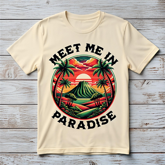 Meet me in Paradise | Unisex Heavy Cotton Graphic T-Shirt image