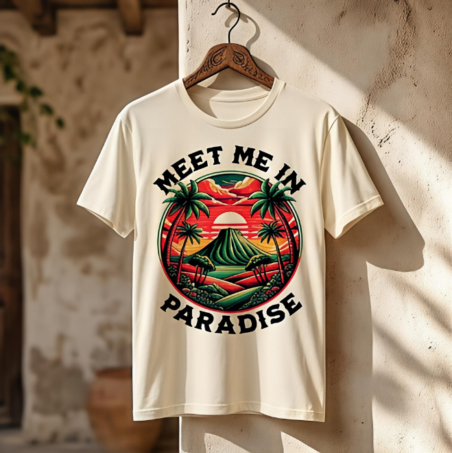 Meet me in Paradise | Unisex Heavy Cotton Graphic T-Shirt image