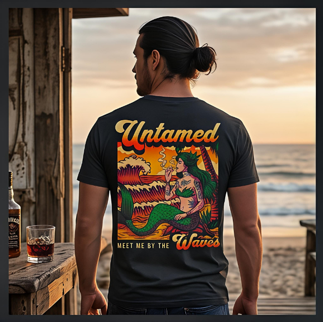 Meet by the waves | Women Heavy Cotton Graphic T-Shirt image