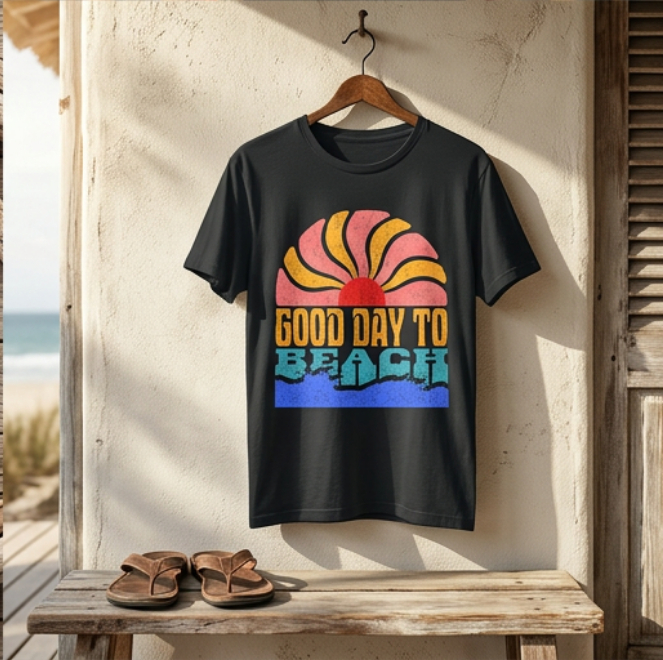 Unisex Black Beach T-Shirt