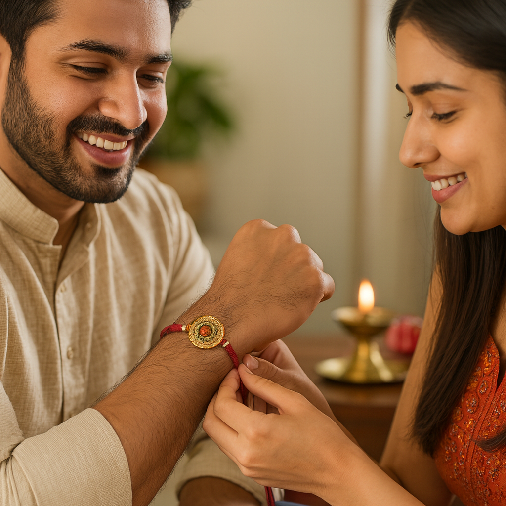 Cheque Themed Rakhi with Evil Eye image