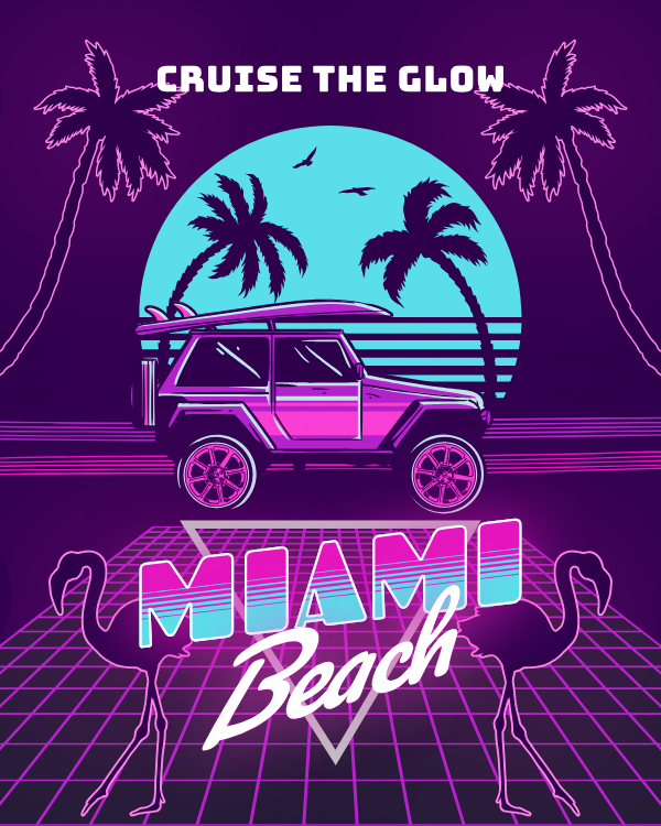 Cruise the Glow-Miami | Unisex Heavy Cotton Graphic T-Shirt