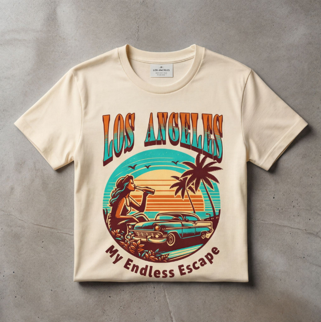 My Endless Escape-LA | Unisex Heavy Cotton Graphic T-Shirt image