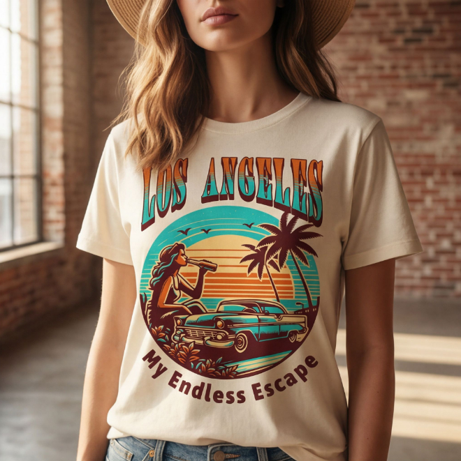 My Endless Escape-LA | Unisex Heavy Cotton Graphic T-Shirt image