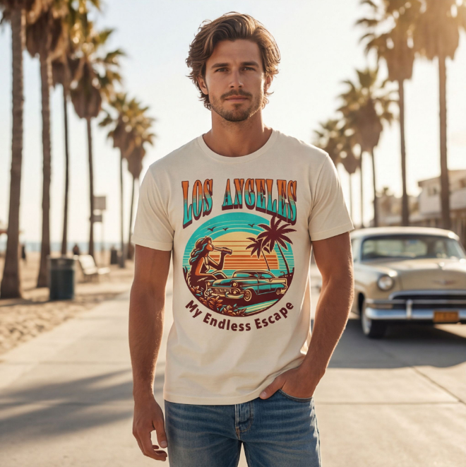 My Endless Escape-LA | Unisex Heavy Cotton Graphic T-Shirt image