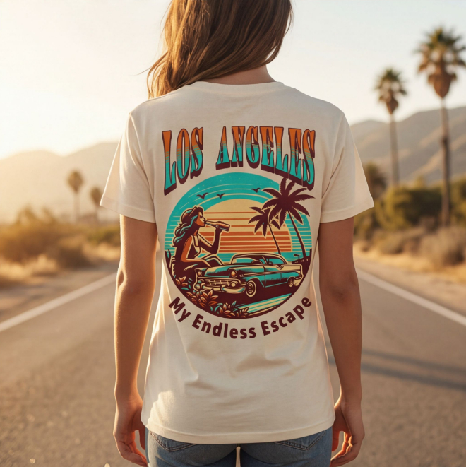 My Endless Escape-LA | Unisex Heavy Cotton Graphic T-Shirt image
