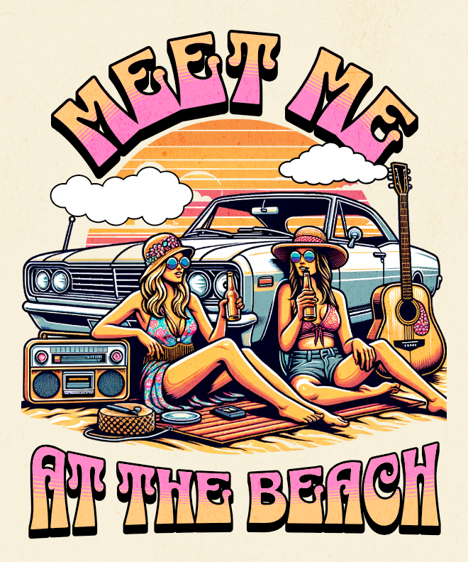 Meet me at the Beach | Women Heavy Cotton Graphic T-Shirt