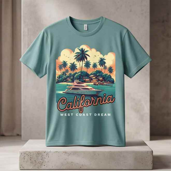 West Coast Dream-California | Unisex Heavy Cotton Graphic T-Shirt image