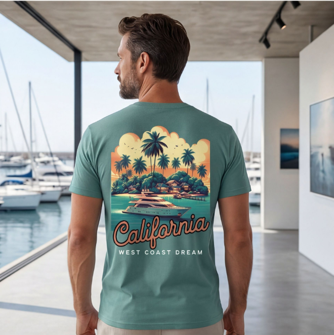 West Coast Dream-California | Unisex Heavy Cotton Graphic T-Shirt image