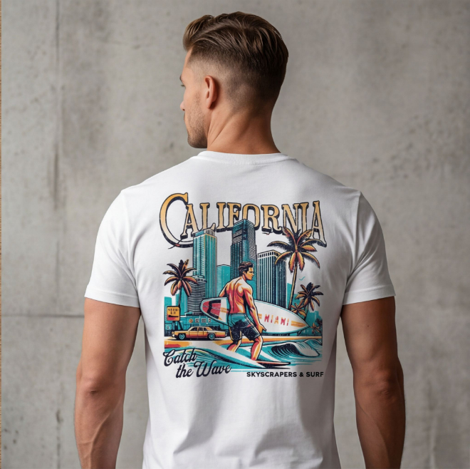 Catch the Wave-California | Unisex Heavy Cotton Graphic T-Shirt image