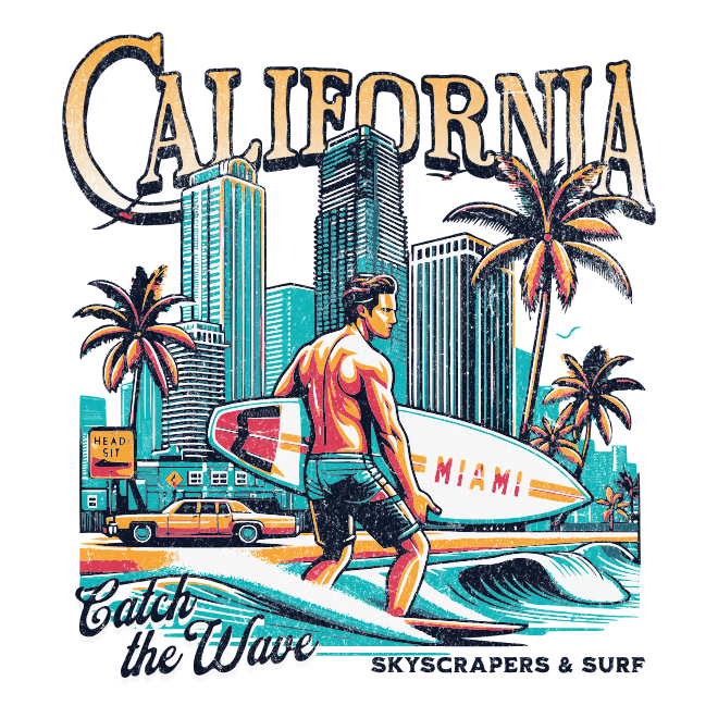 Catch the Wave-California | Unisex Heavy Cotton Graphic T-Shirt