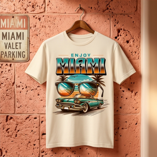 Enjoy Miami | Unisex Heavy Cotton Graphic T-Shirt image