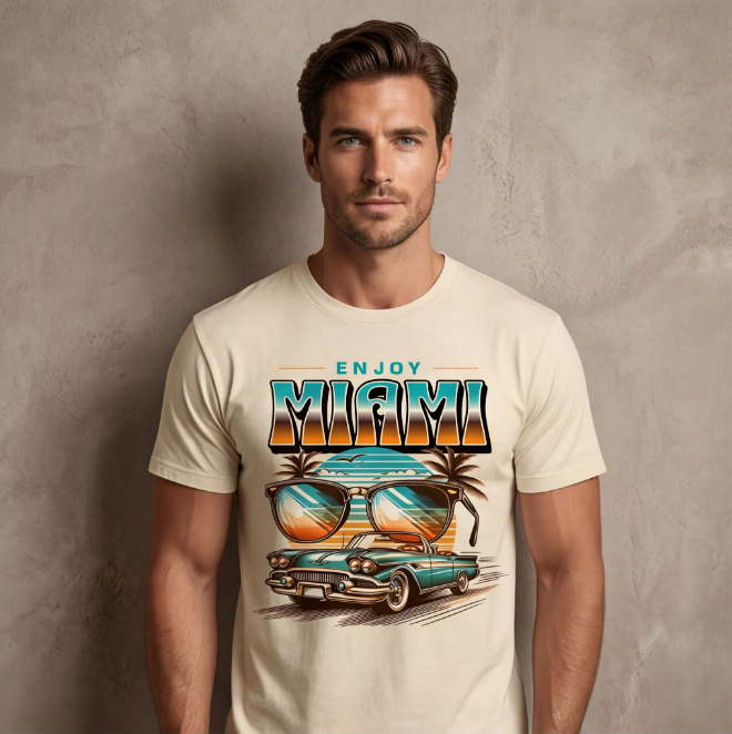 Enjoy Miami | Unisex Heavy Cotton Graphic T-Shirt image