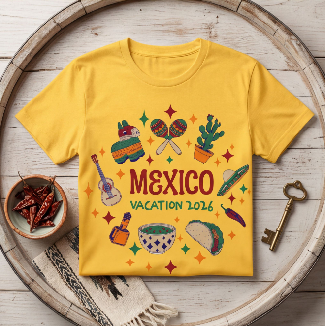 Mexico Vacation | Unisex Heavy Cotton Graphic T-Shirt image
