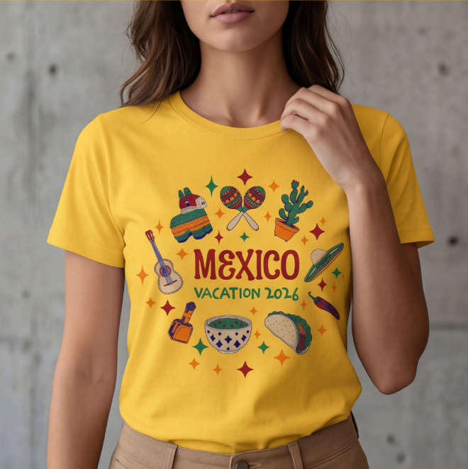 Mexico Vacation | Unisex Heavy Cotton Graphic T-Shirt image