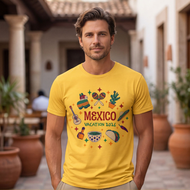 Mexico Vacation | Unisex Heavy Cotton Graphic T-Shirt image