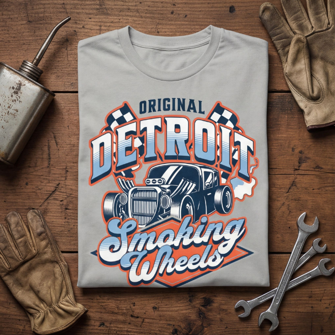 Detroit Smoking Wheels | Unisex Heavy Cotton Graphic T-Shirt image