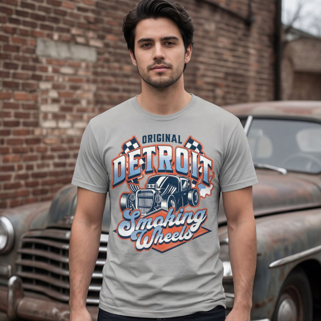 Detroit Smoking Wheels | Unisex Heavy Cotton Graphic T-Shirt image