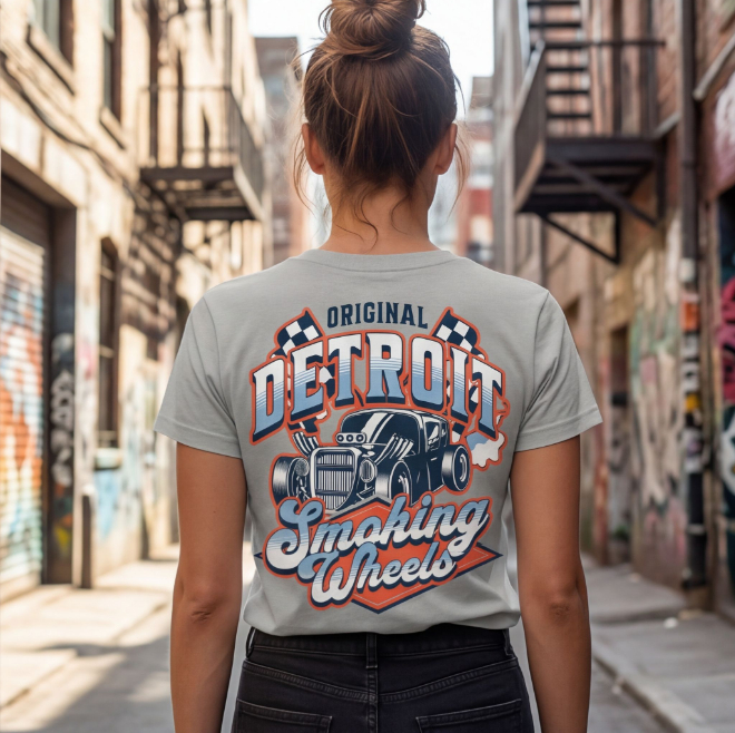 Detroit Smoking Wheels | Unisex Heavy Cotton Graphic T-Shirt image