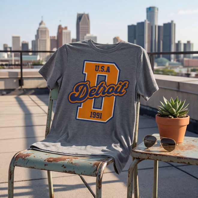 Detroit Varsity Club | Unisex Heavy Cotton Graphic T-Shirt image