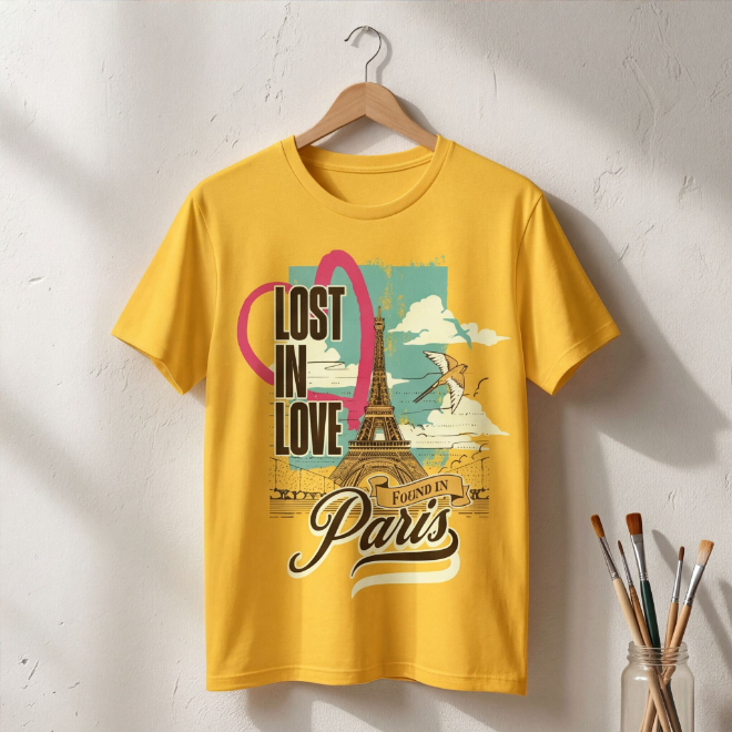 Lost in Love - Found in Paris | Unisex Heavy Cotton Graphic T-Shirt image