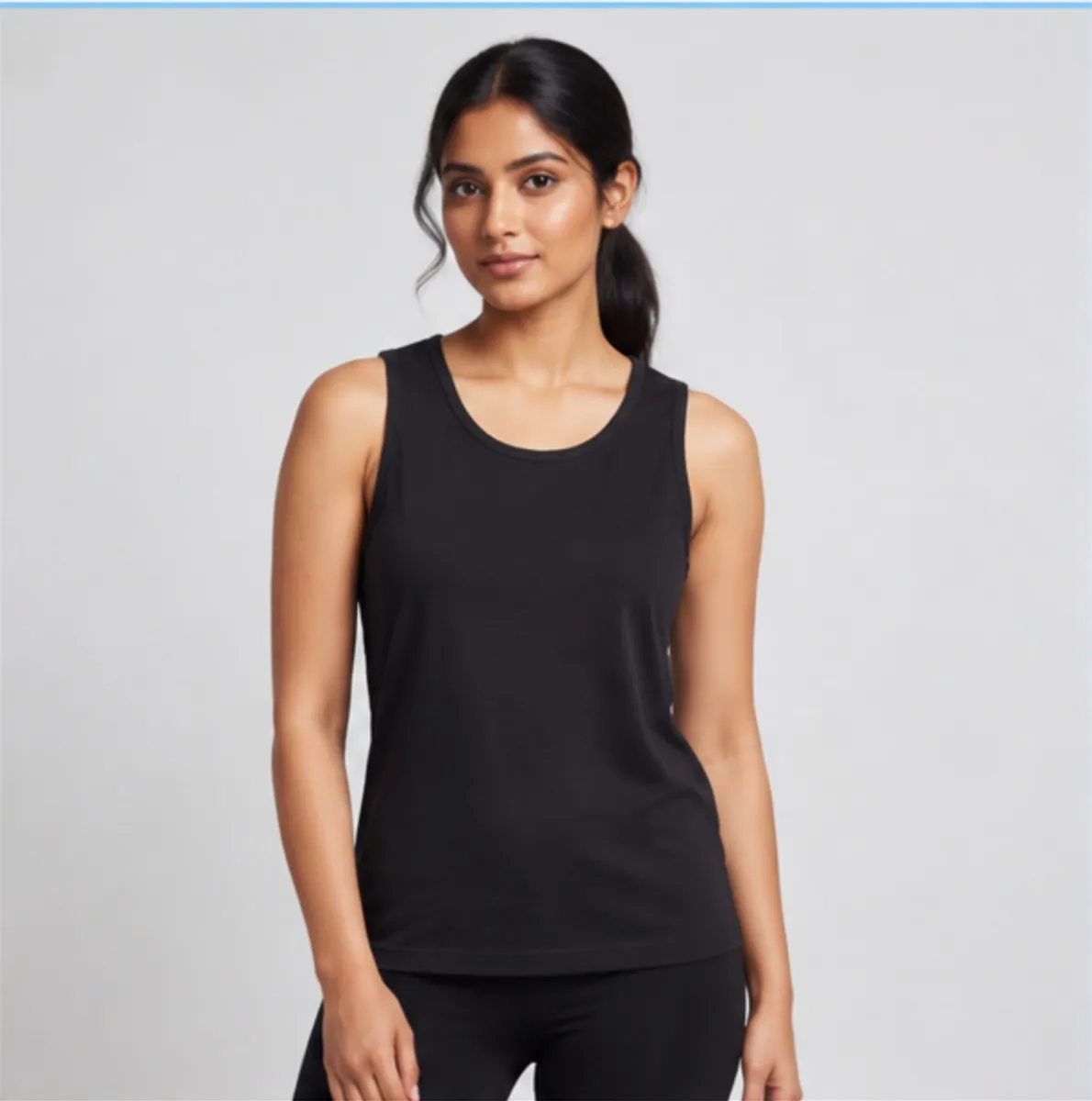 Black Cotton Sleeveless Tank Top image