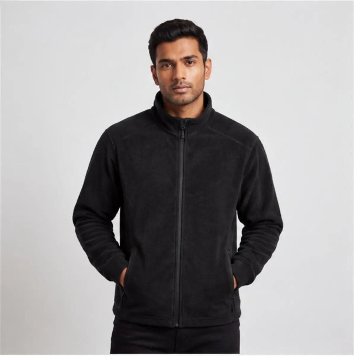 Men's Black Full-Zip Fleece Jacket image
