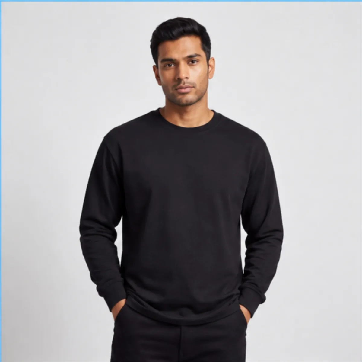Black Long Sleeve Cotton T-Shirt image