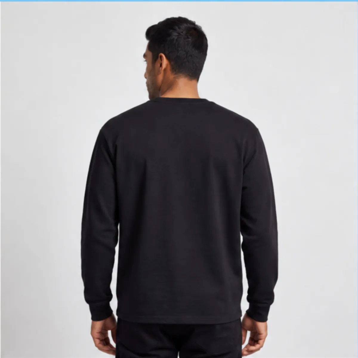 Black Long Sleeve Cotton T-Shirt image