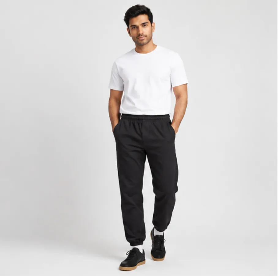 Men's Black Casual Jogger Pants with Elastic Waist image