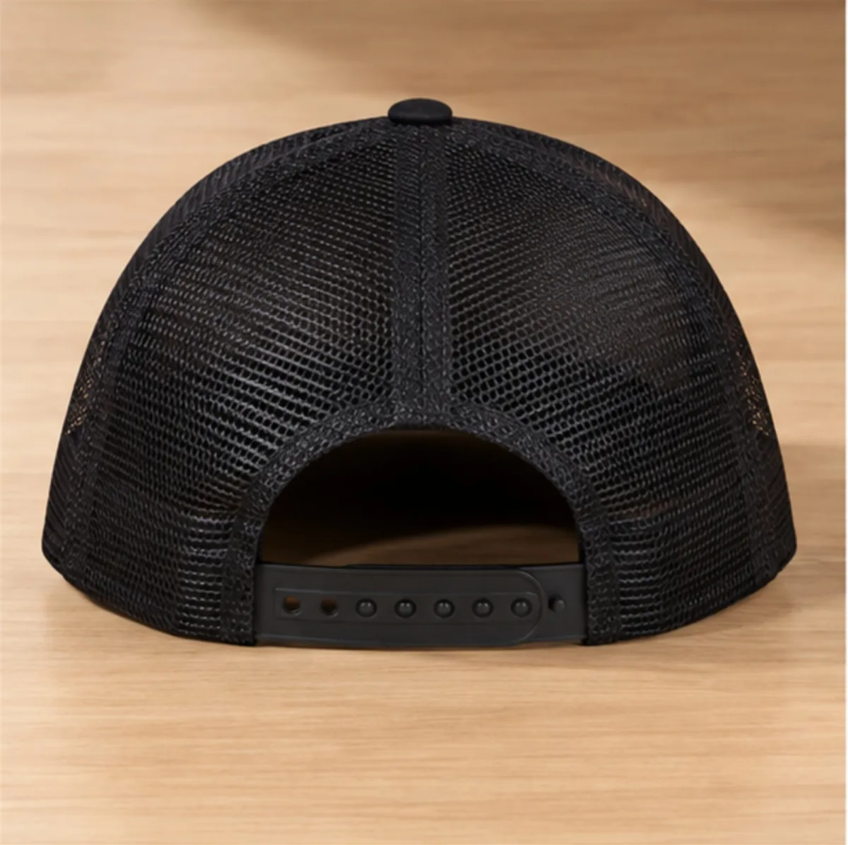 Black Snapback Cap With Mesh Back image