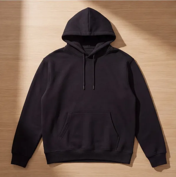 Black Cotton Blend Hoodie Sweatshirt